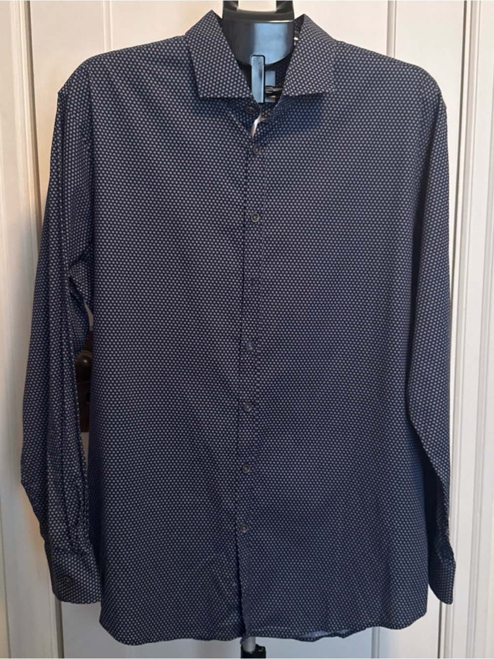 Brax Feel Good Mens XL Blue Floral Hi-Flex Easy Care Modern Fit Shirt LS
